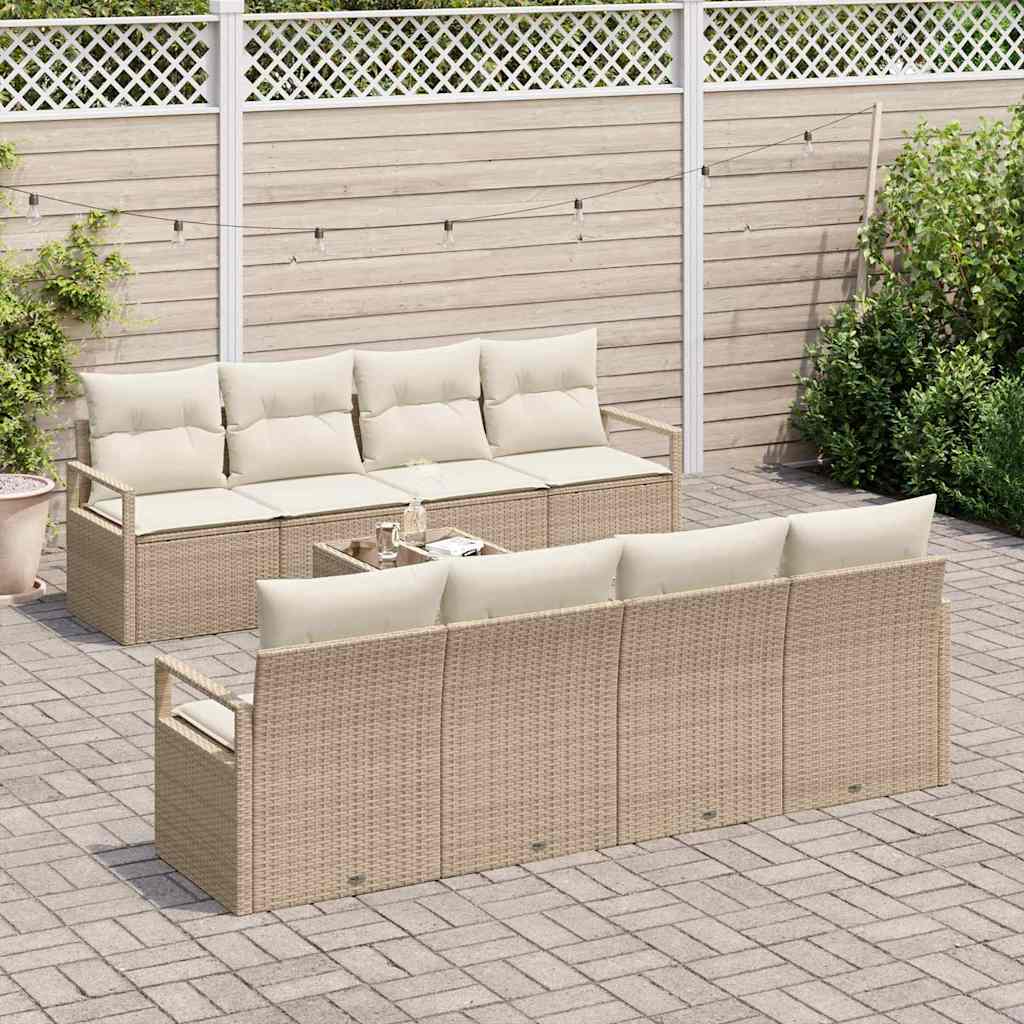 Garten-Sofa-Set 9 pcs Beige und Creme 55 x 55 x 37 cm